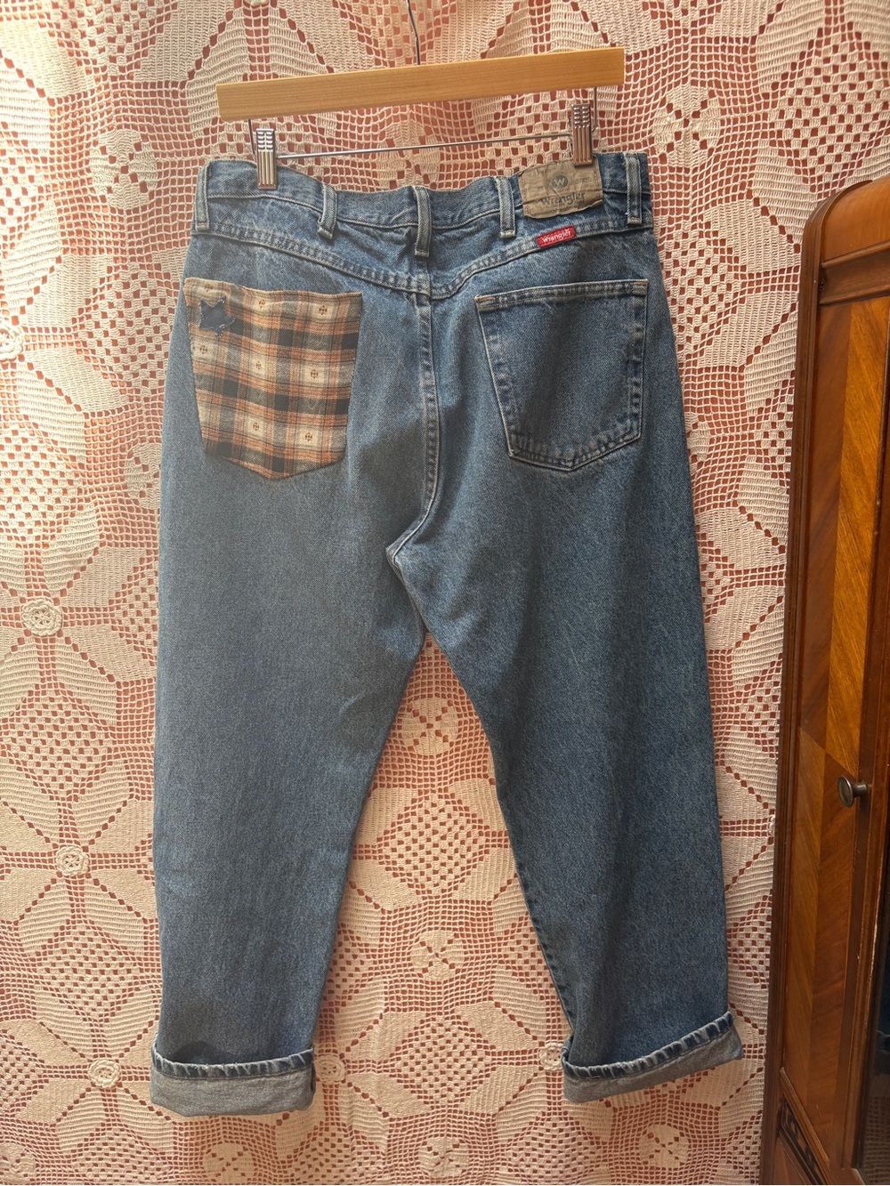 Good Ghost Upcycled Wrangler Jeans Sz Lg - Picture 9 of 11
